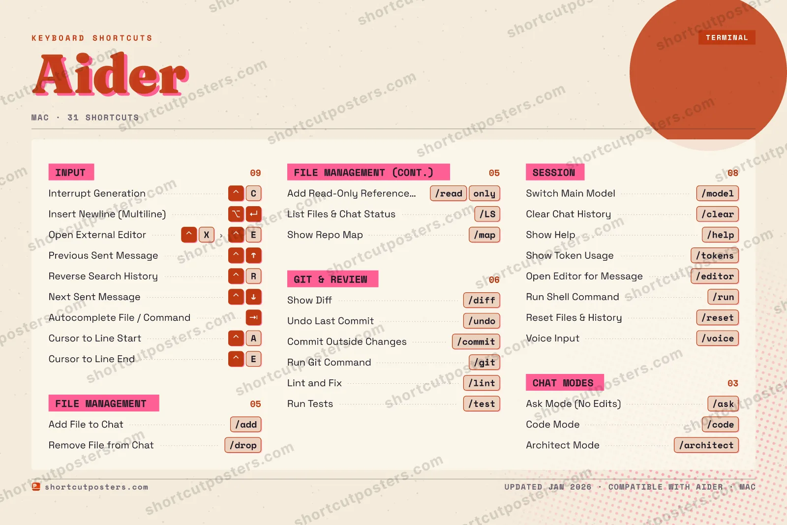 Aider riso shortcuts poster preview