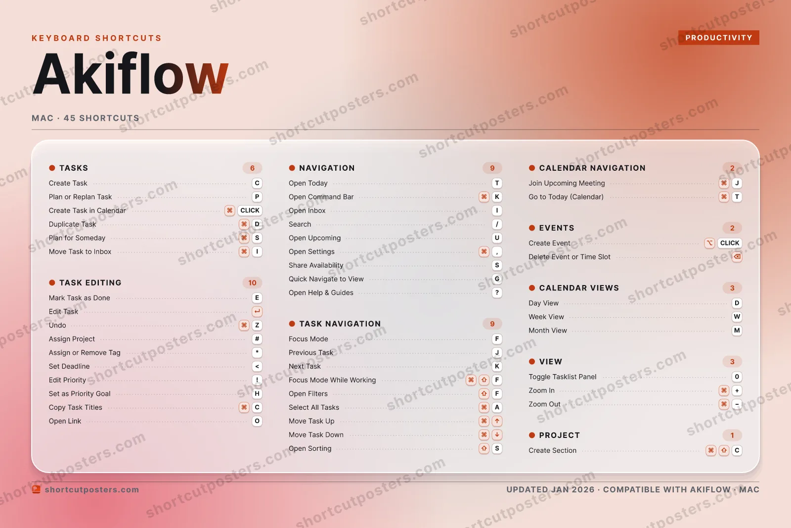 Akiflow aurora shortcuts poster preview