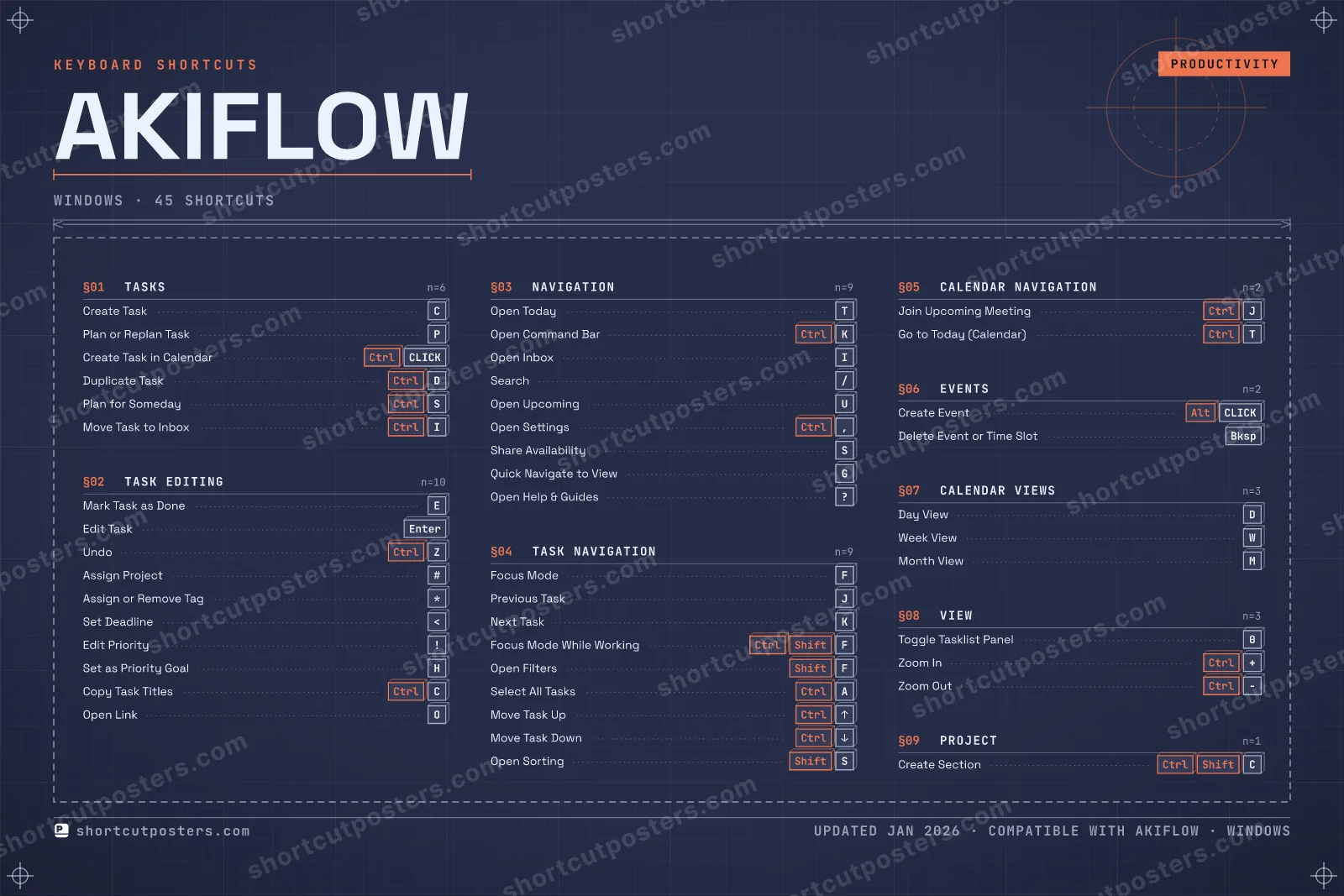 Akiflow blueprint shortcuts poster preview
