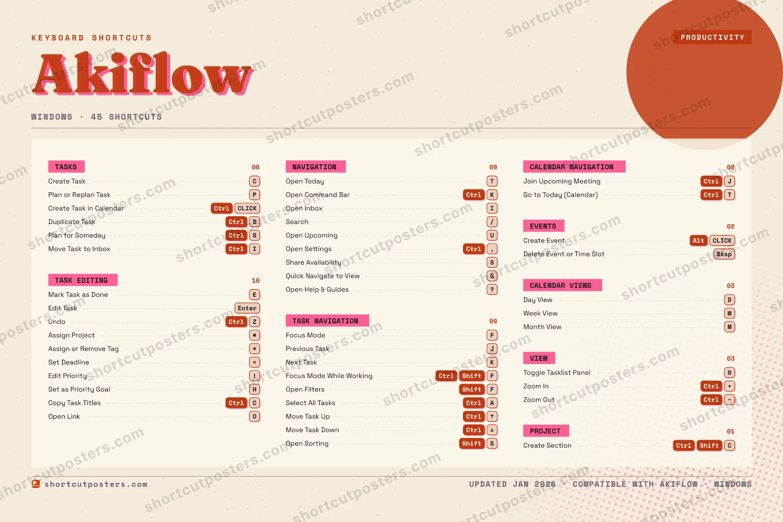 Akiflow riso shortcuts poster preview