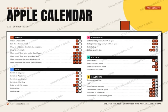 Apple Calendar block shortcuts poster preview