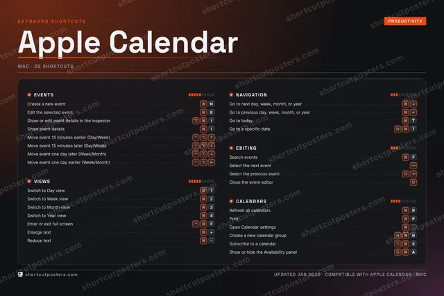 Apple Calendar studio shortcuts poster preview
