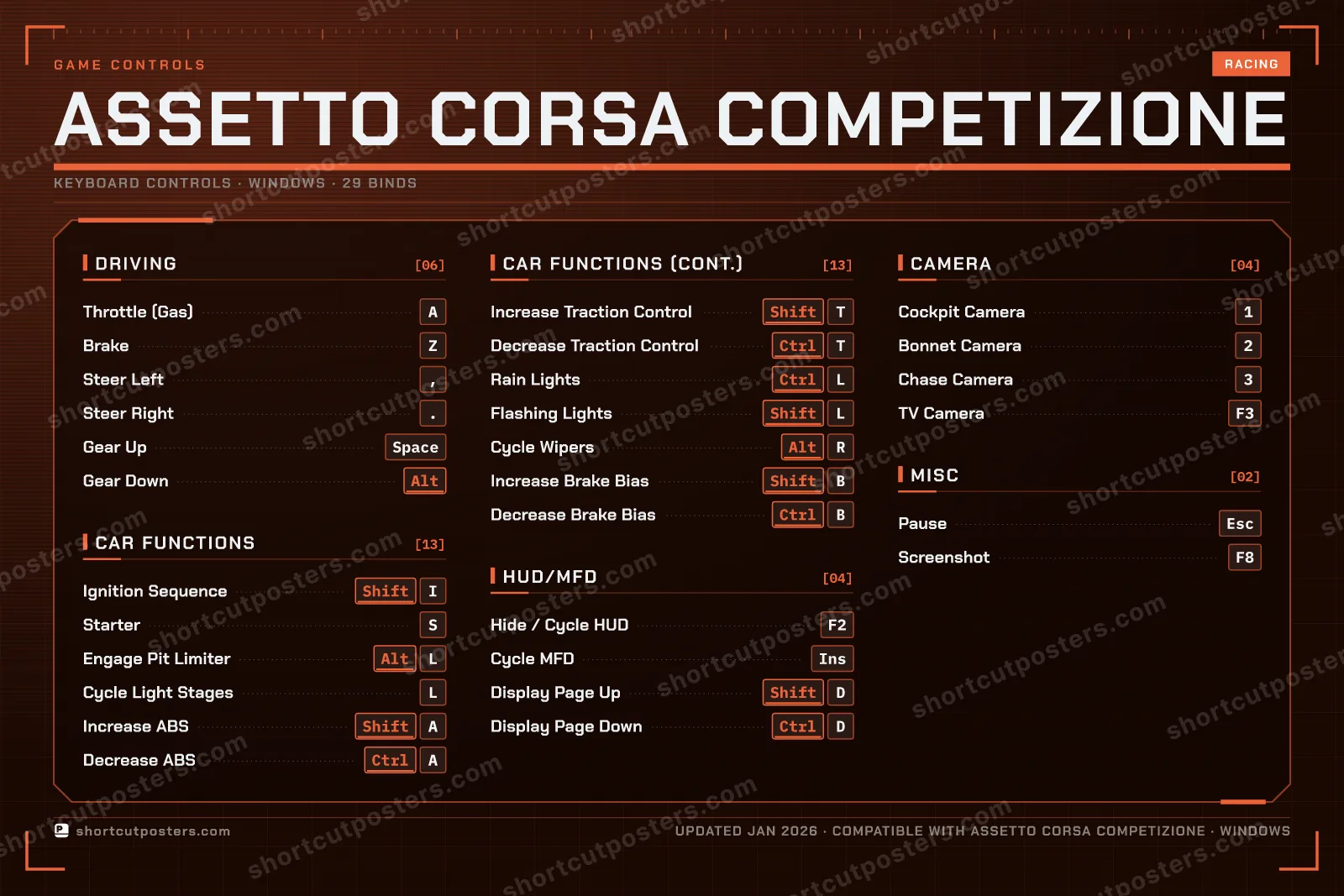 Assetto Corsa Competizione controls poster preview