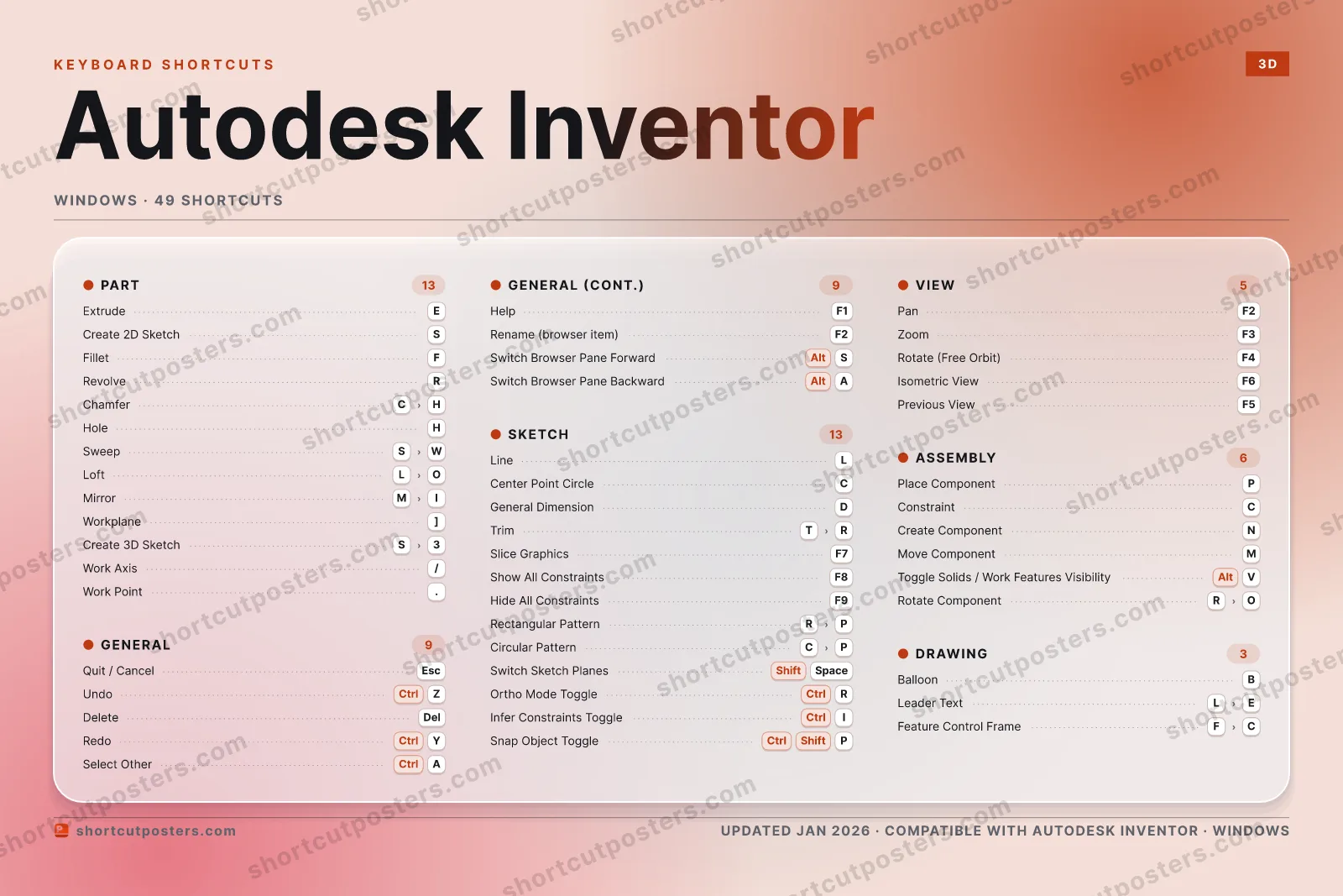 Autodesk Inventor aurora shortcuts poster preview