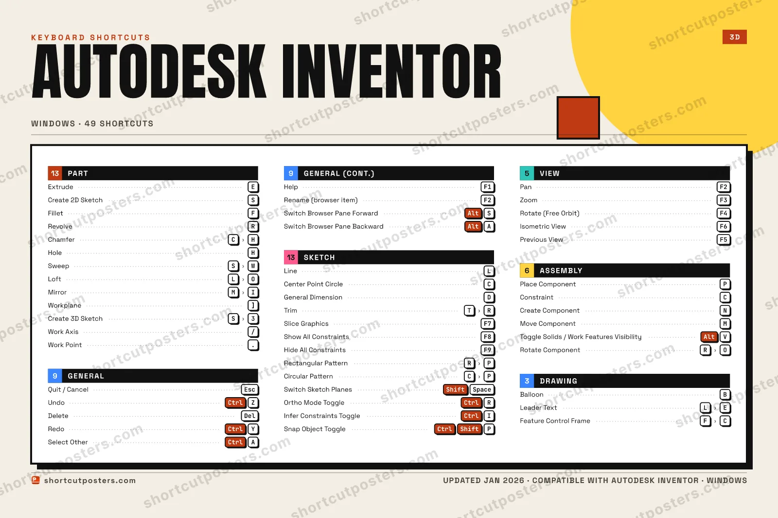 Autodesk Inventor block shortcuts poster preview