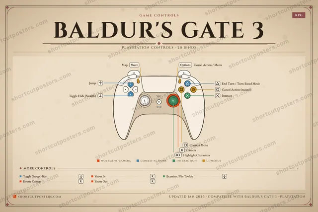 Baldur's Gate 3 PlayStation controller poster