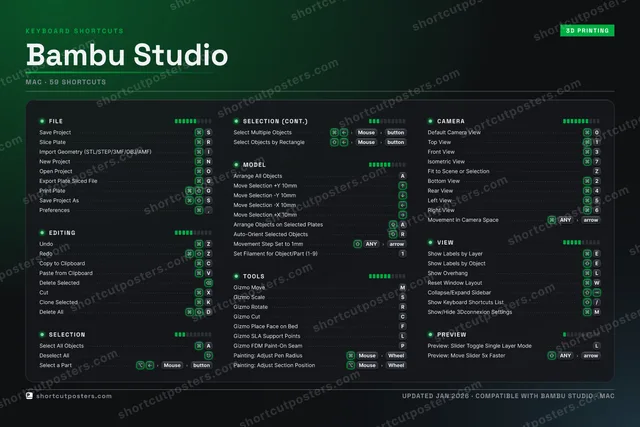 Bambu Studio studio shortcuts poster preview