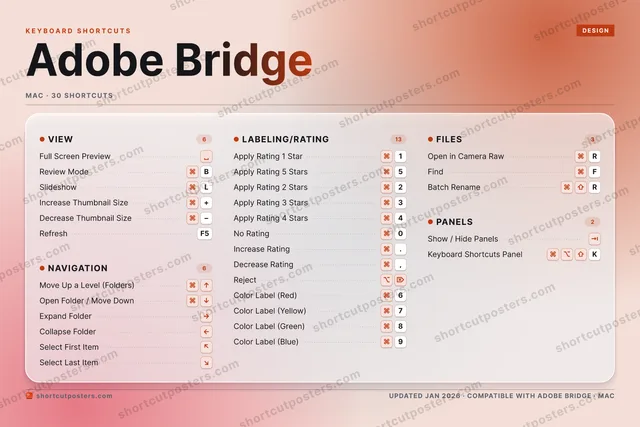 Adobe Bridge aurora shortcuts poster preview