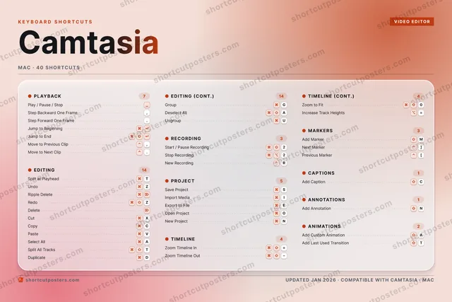 Camtasia aurora shortcuts poster preview