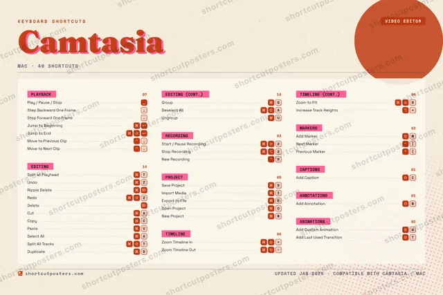 Camtasia riso shortcuts poster preview
