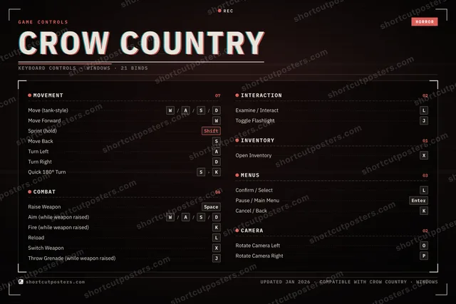 Crow Country controls poster preview