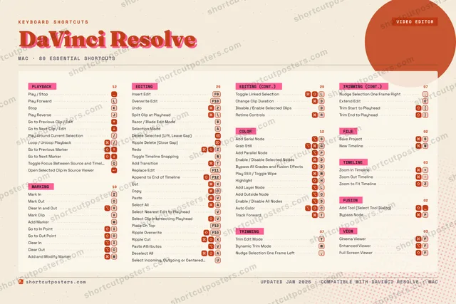 DaVinci Resolve riso shortcuts poster preview