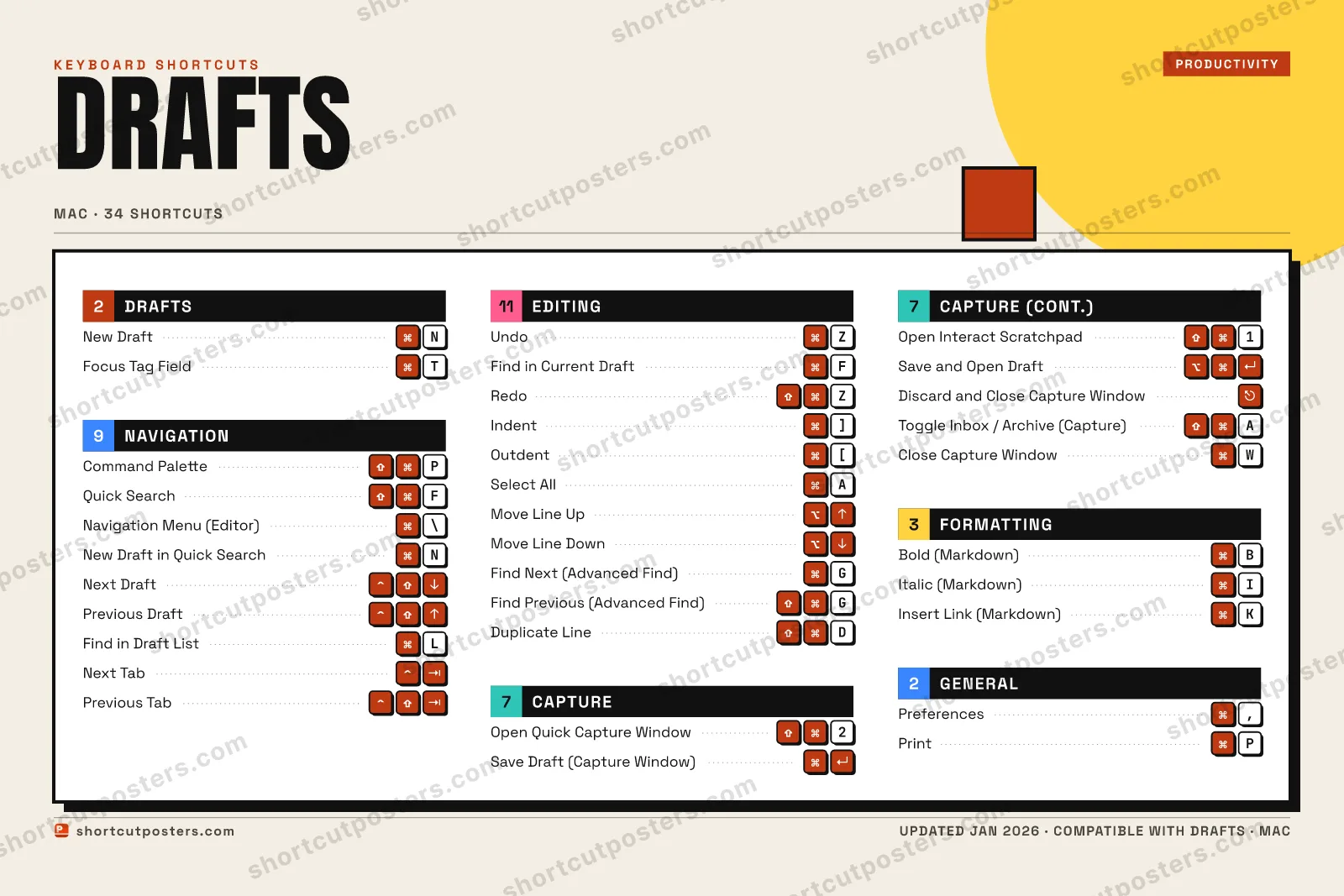 Drafts block shortcuts poster preview