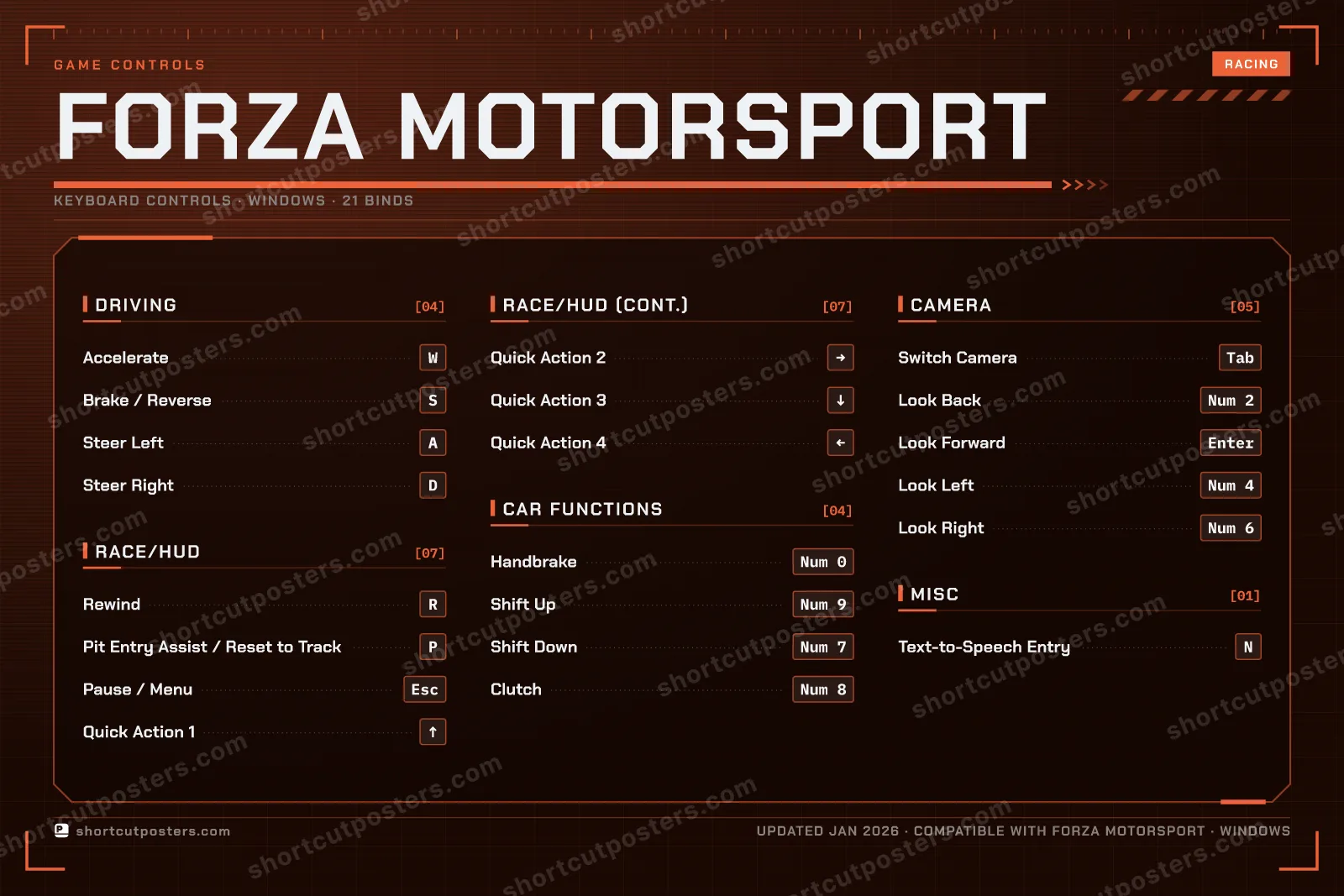 Forza Motorsport controls poster preview