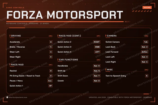 Forza Motorsport controls poster preview