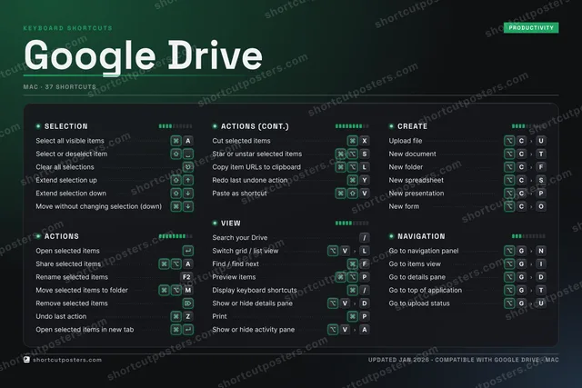 Google Drive studio shortcuts poster preview