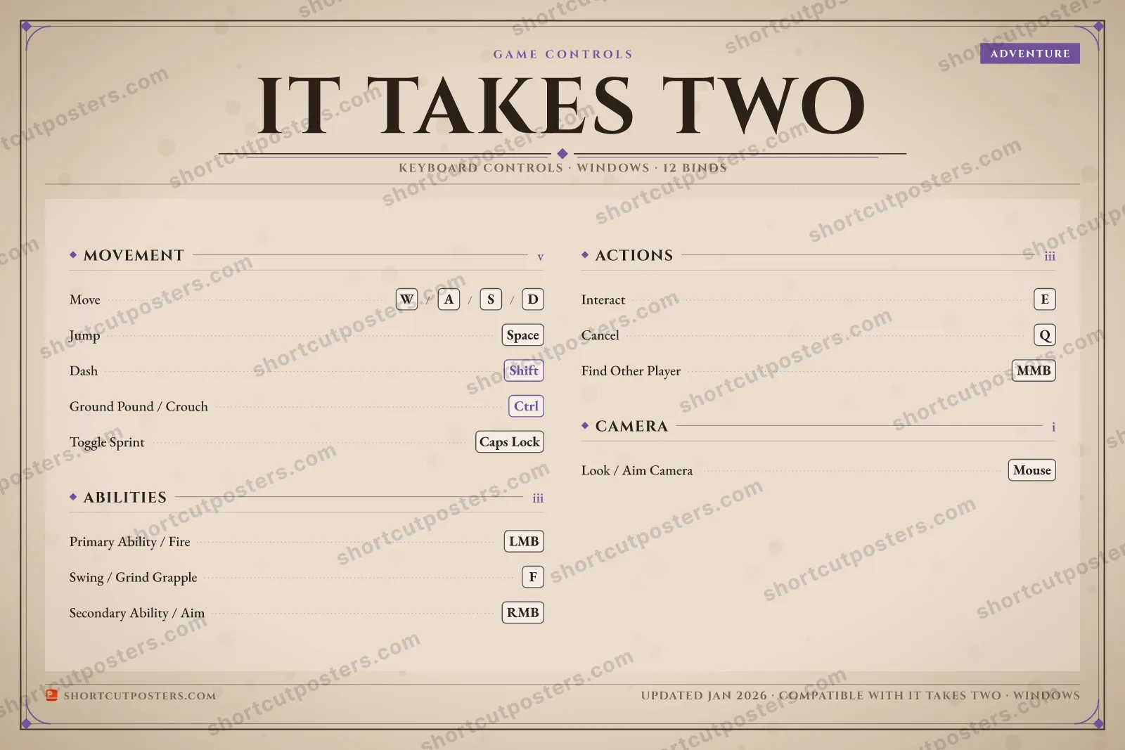 It Takes Two controls poster preview