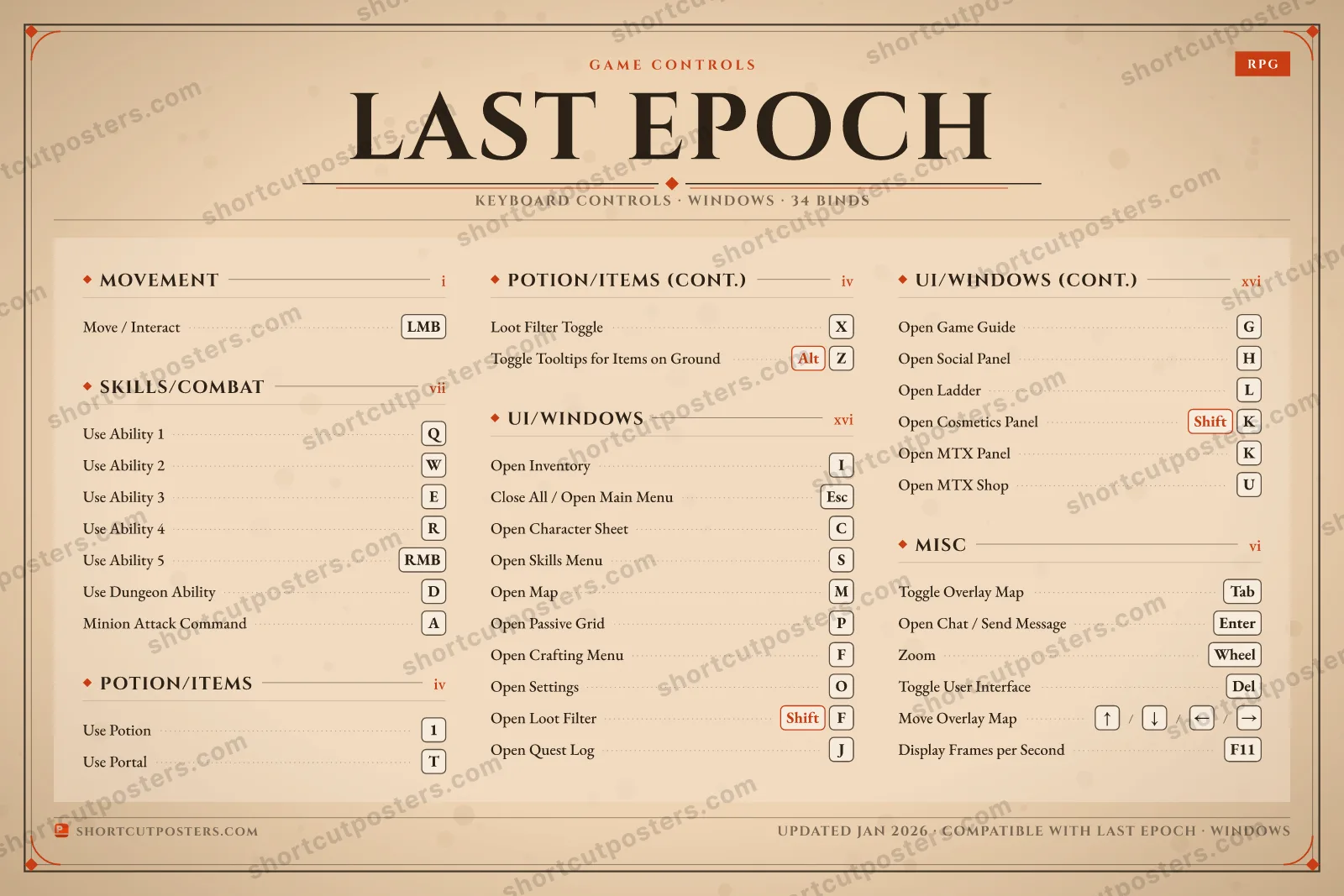 Last Epoch controls poster preview