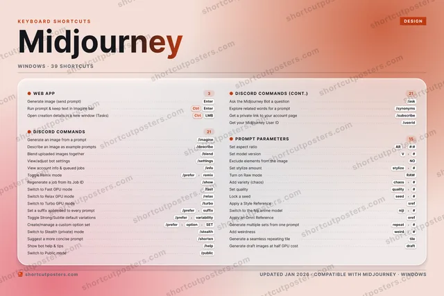 Midjourney aurora shortcuts poster preview