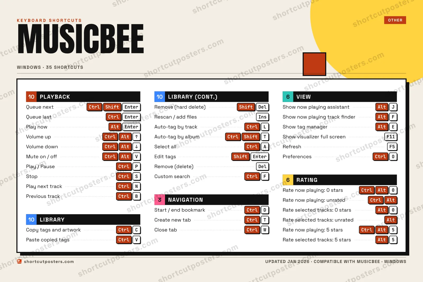 MusicBee block shortcuts poster preview