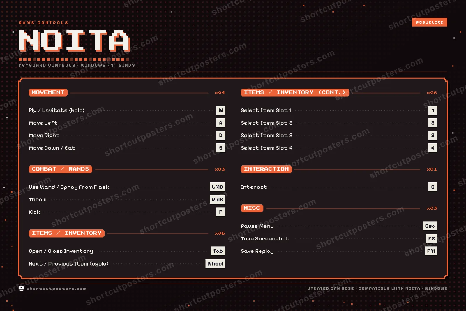 Noita controls poster preview