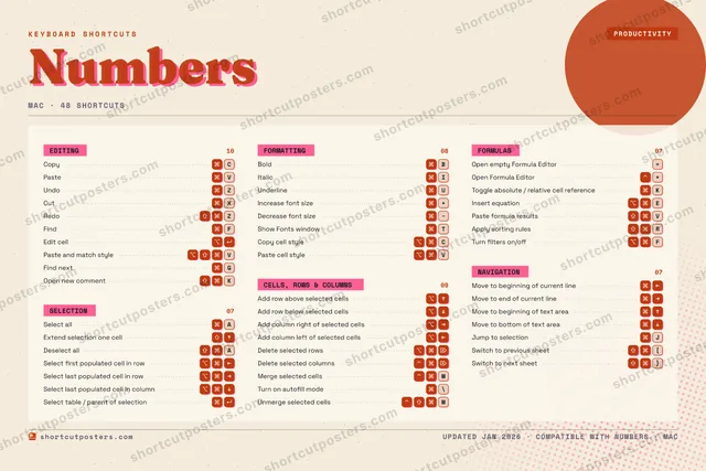 Numbers riso shortcuts poster preview