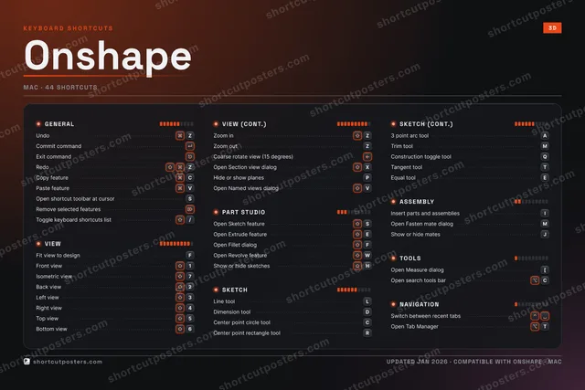Onshape studio shortcuts poster preview