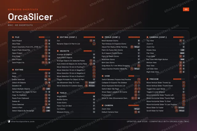 OrcaSlicer studio shortcuts poster preview
