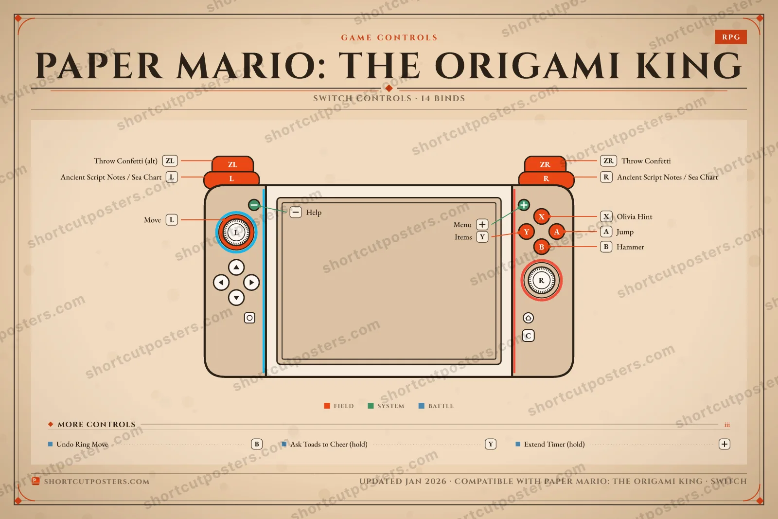 Paper Mario: The Origami King controller poster preview