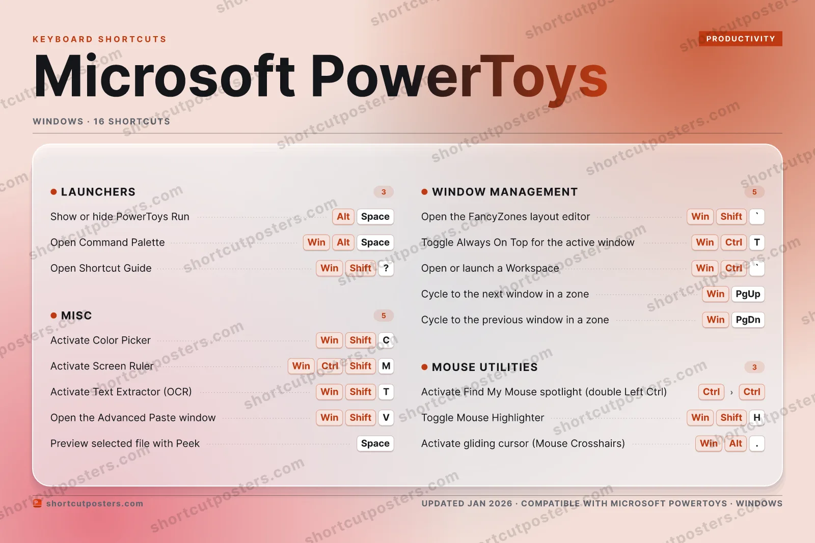 Microsoft PowerToys aurora shortcuts poster preview