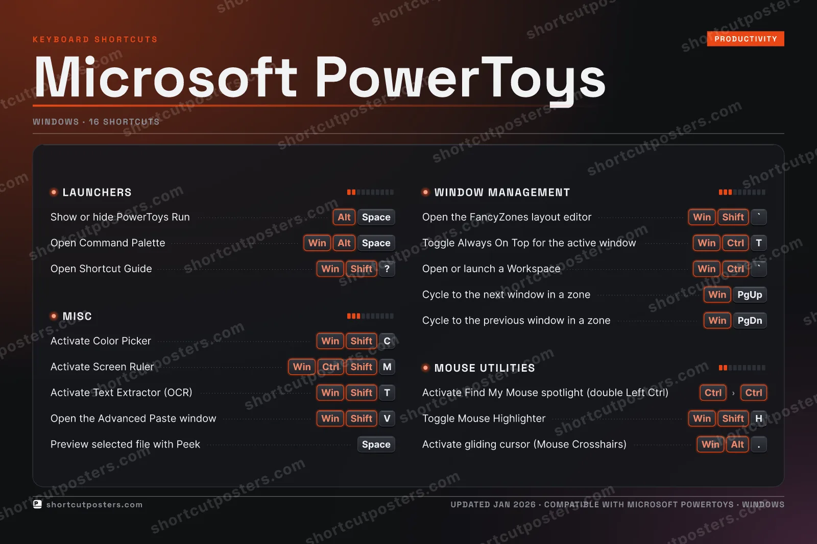Microsoft PowerToys studio shortcuts poster preview