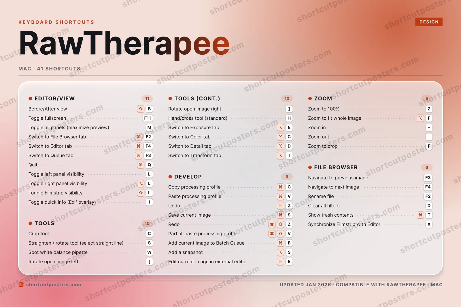 RawTherapee aurora shortcuts poster preview
