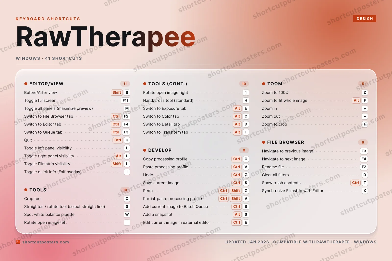 RawTherapee aurora shortcuts poster preview