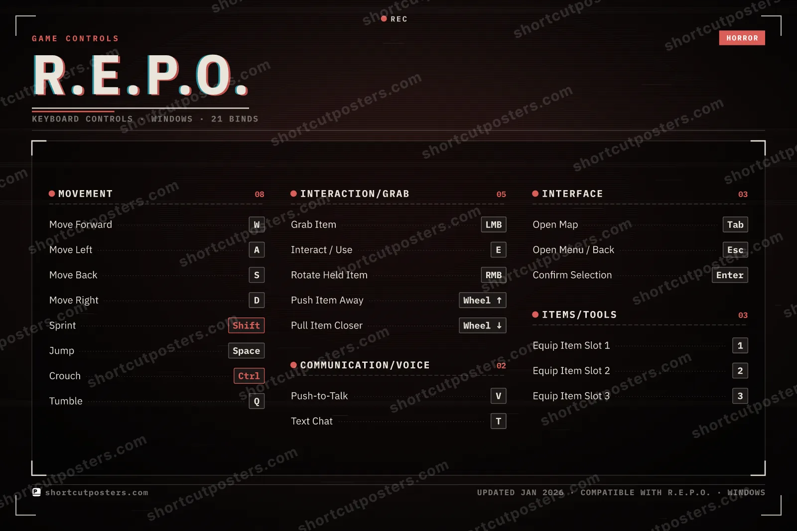 R.E.P.O. controls poster preview