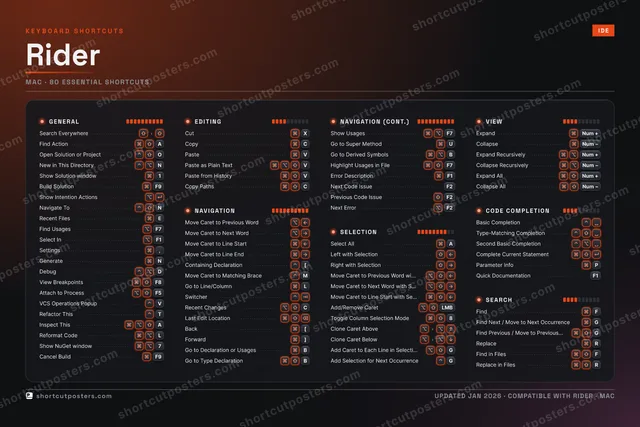 Rider studio shortcuts poster preview