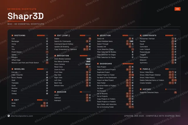 Shapr3D studio shortcuts poster preview
