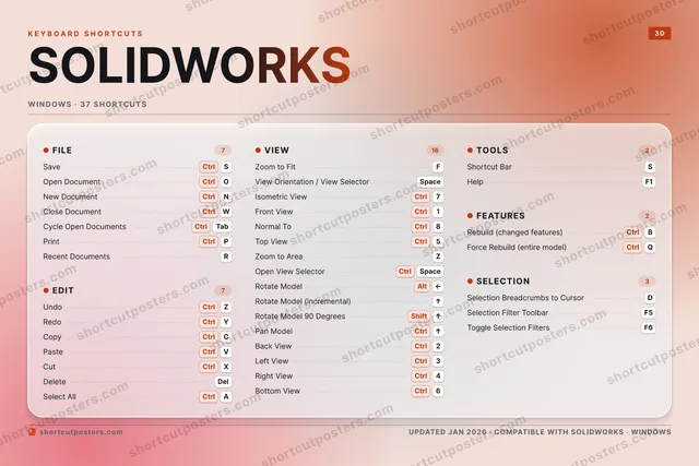SOLIDWORKS aurora shortcuts poster preview