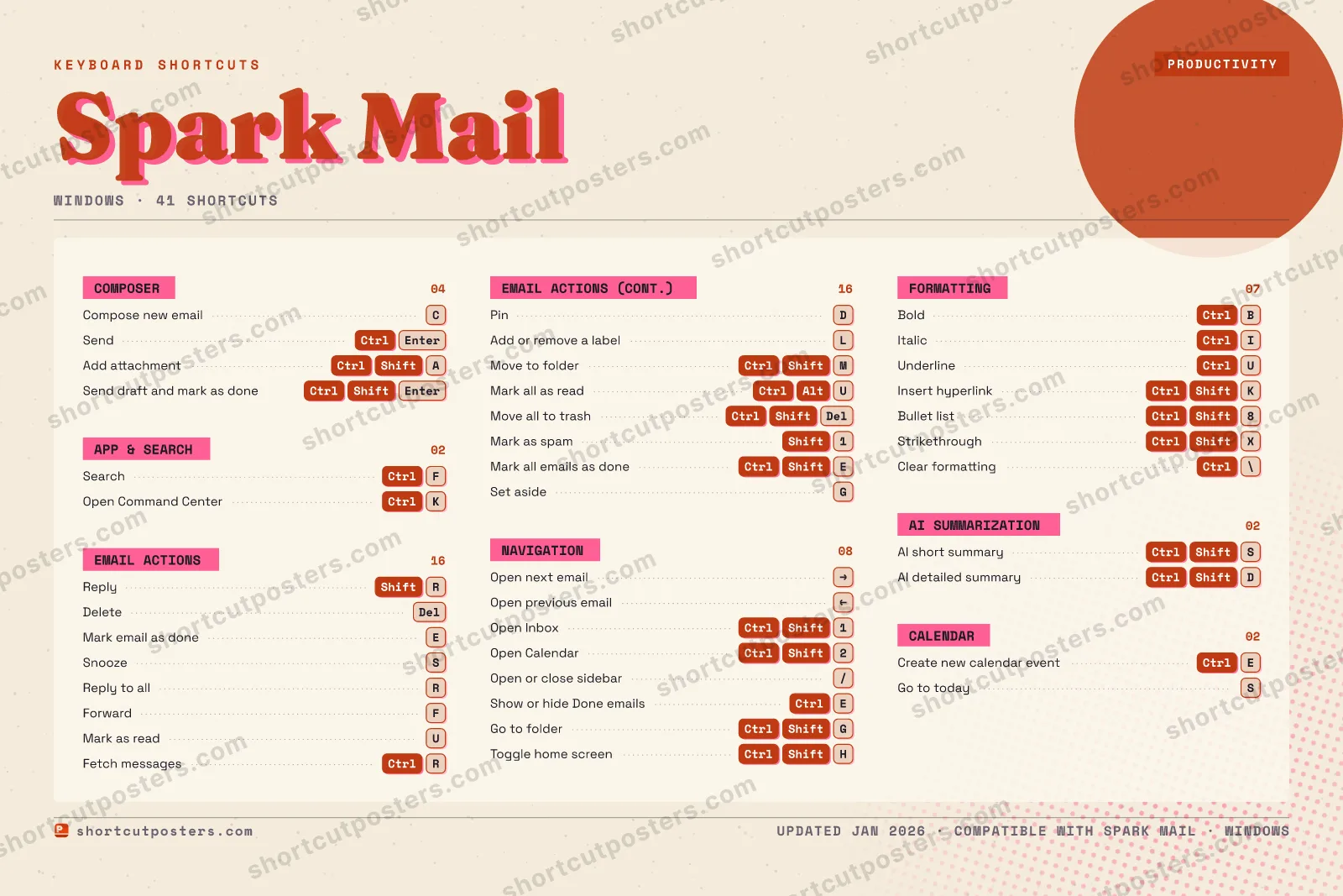 Spark Mail riso shortcuts poster preview