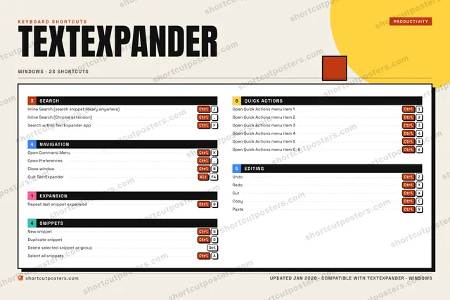 TextExpander block shortcuts poster preview