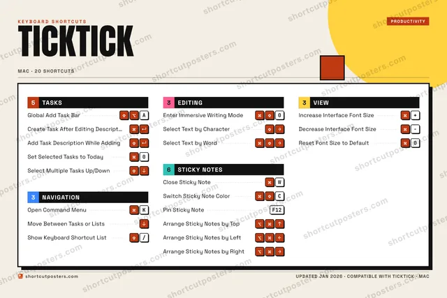 TickTick block shortcuts poster preview