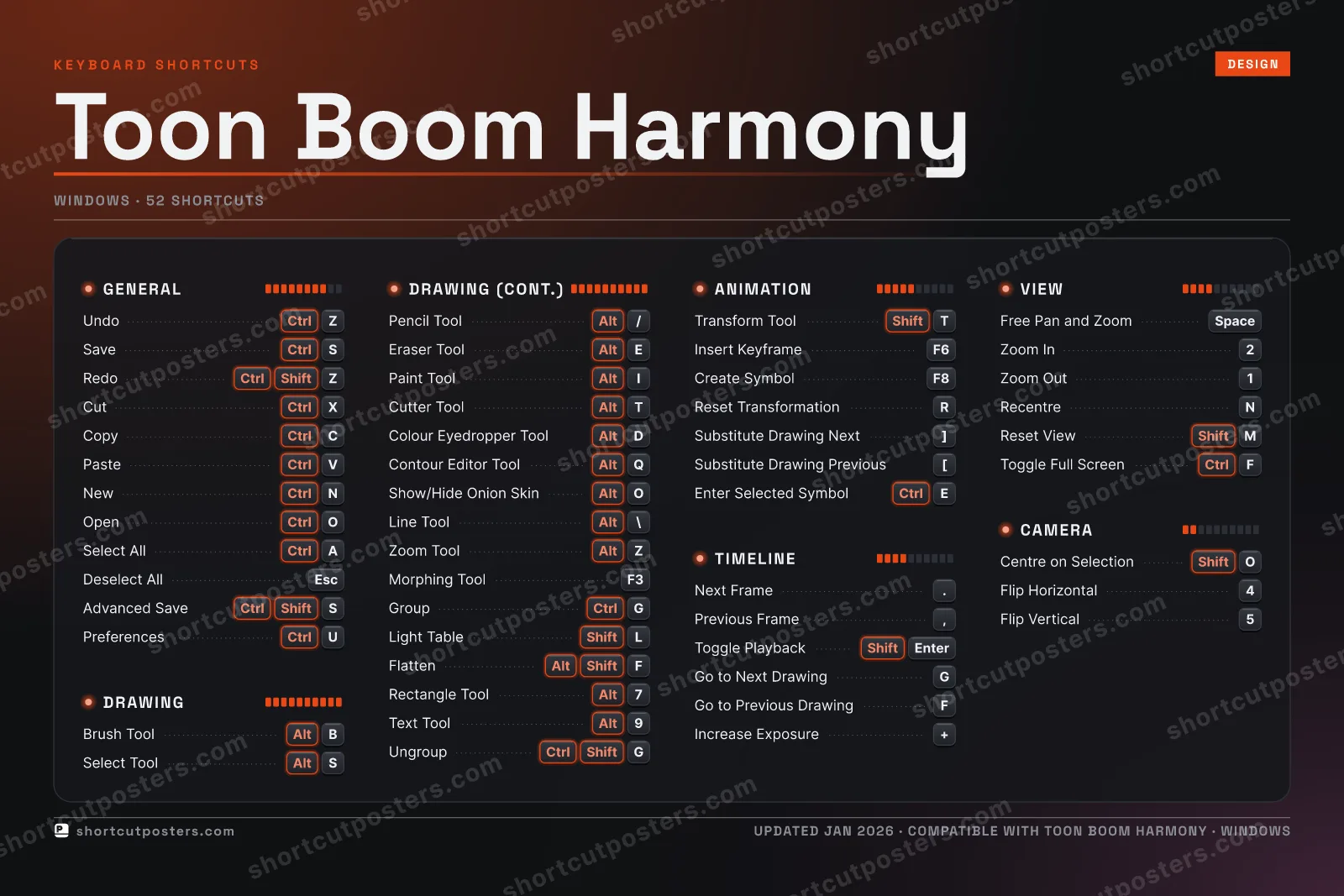 Toon Boom Harmony studio shortcuts poster preview