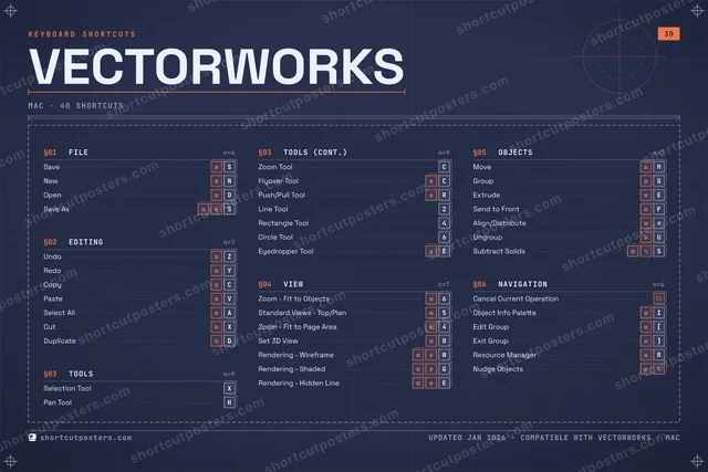 Vectorworks blueprint shortcuts poster preview
