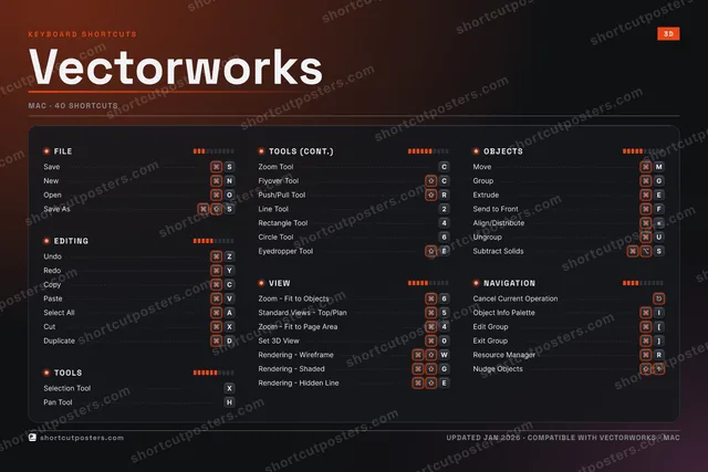 Vectorworks studio shortcuts poster preview