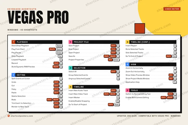 VEGAS Pro block shortcuts poster preview