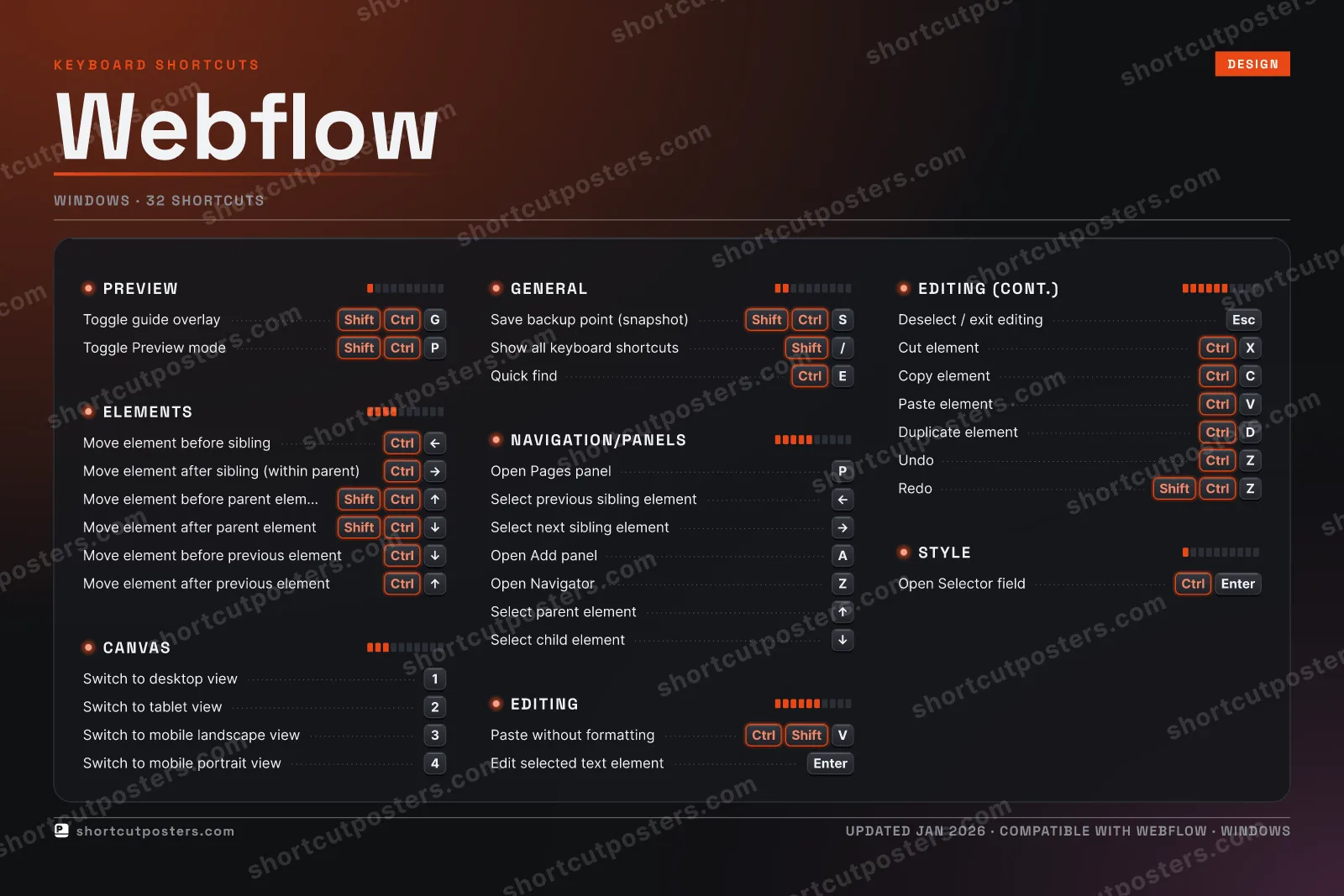 Webflow studio shortcuts poster preview