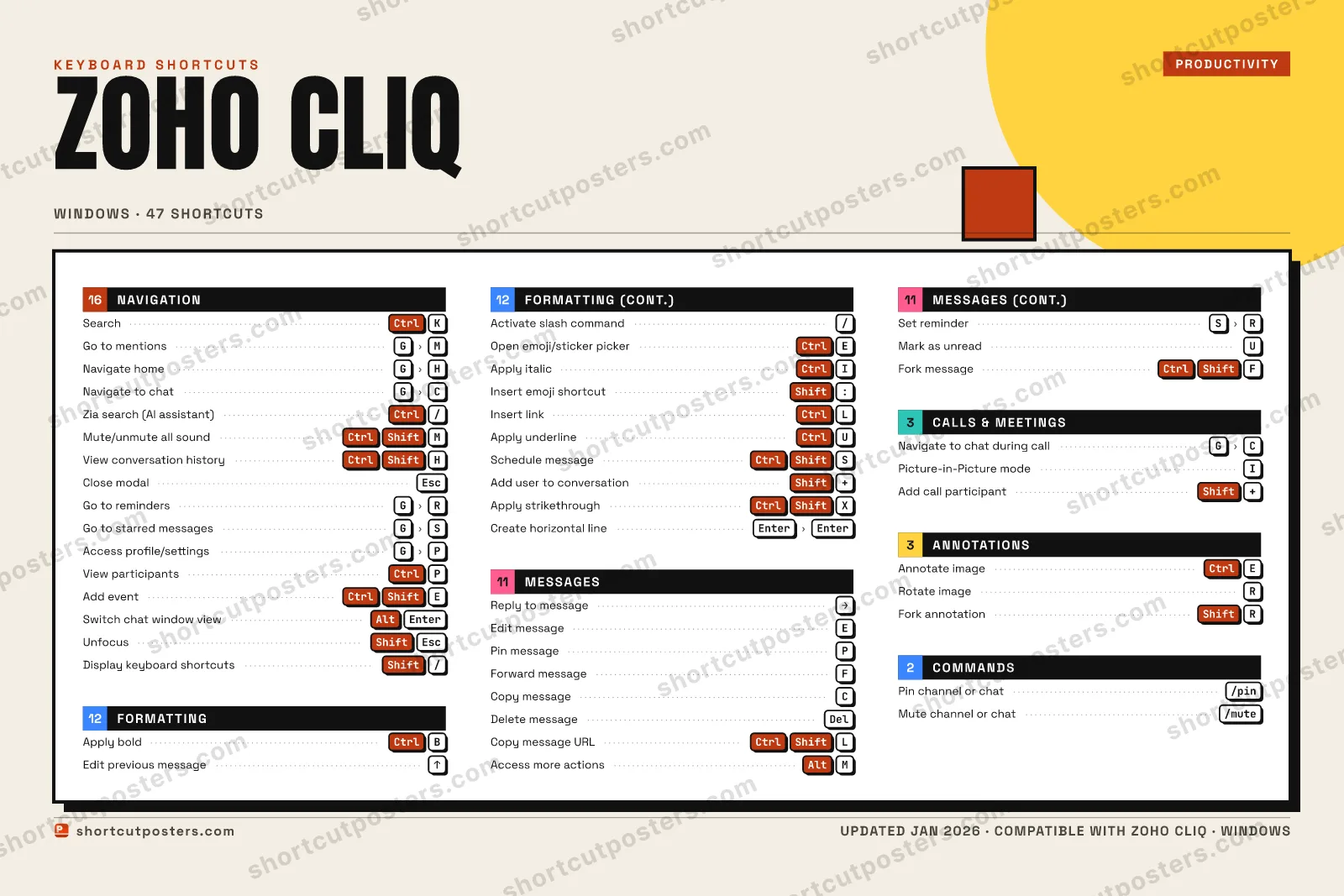 Zoho Cliq block shortcuts poster preview