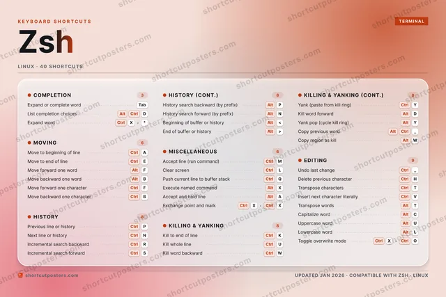 Zsh aurora shortcuts poster preview